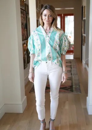 BWD Puff Tunic Top | Capri Lemon Stripe