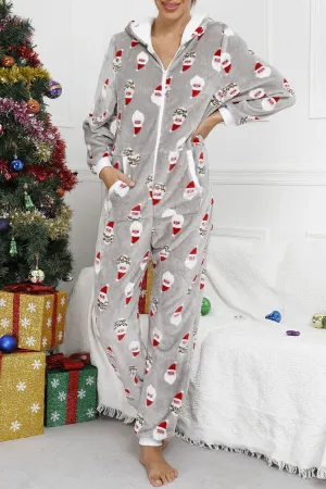 Casual Living Print Printing Hooded Collar Loose Jumpsuits
