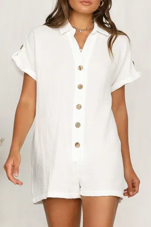 Casual Solid Buckle Turndown Collar Straight Jumpsuits(5 Colors)