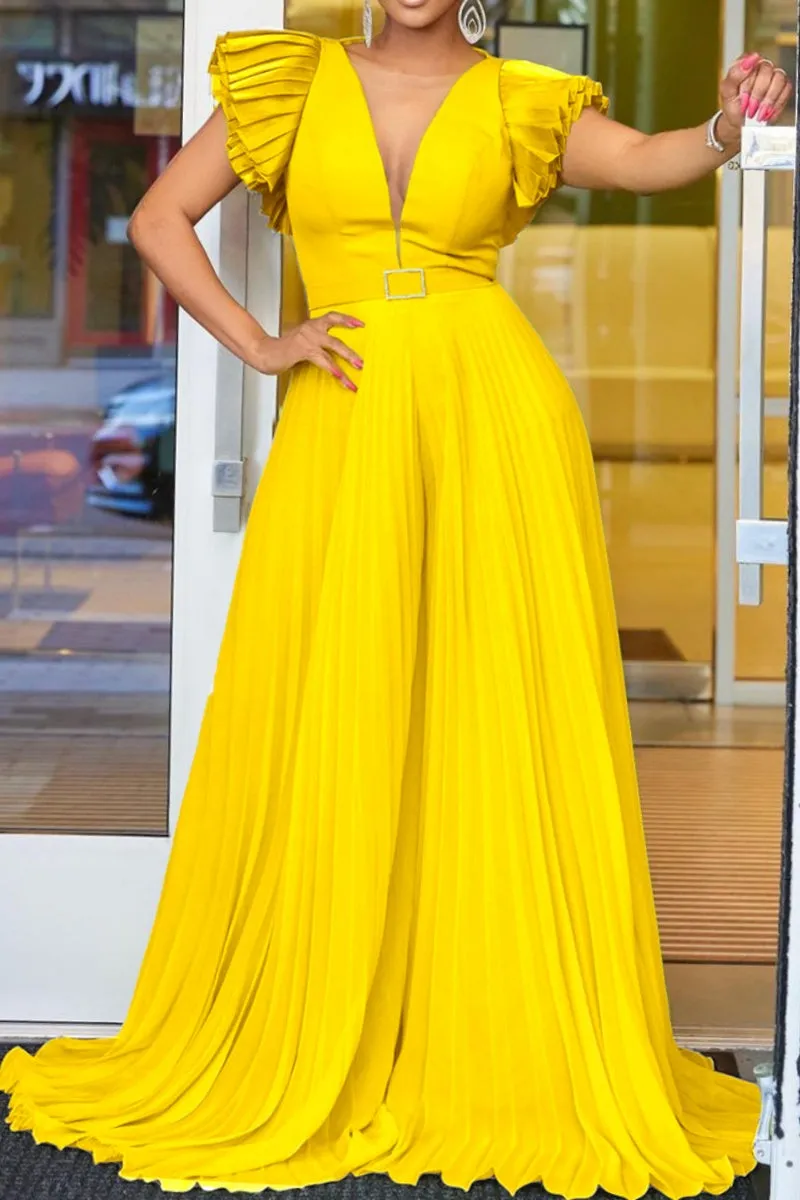 Casual Solid Color With Belt Regular Jumpsuits(7 Colors)