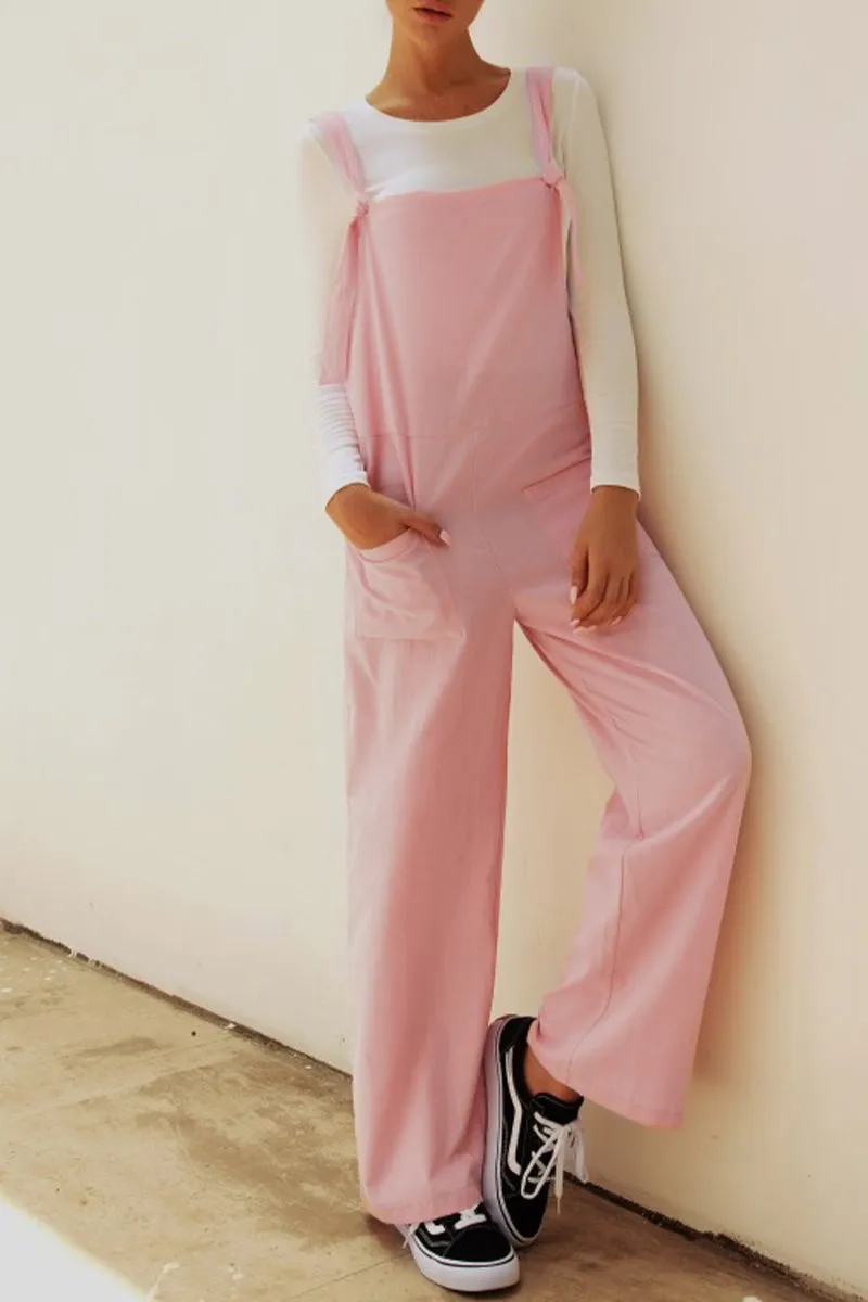Casual Solid Make Old Patchwork Square Collar Loose Jumpsuits(5 Colors)