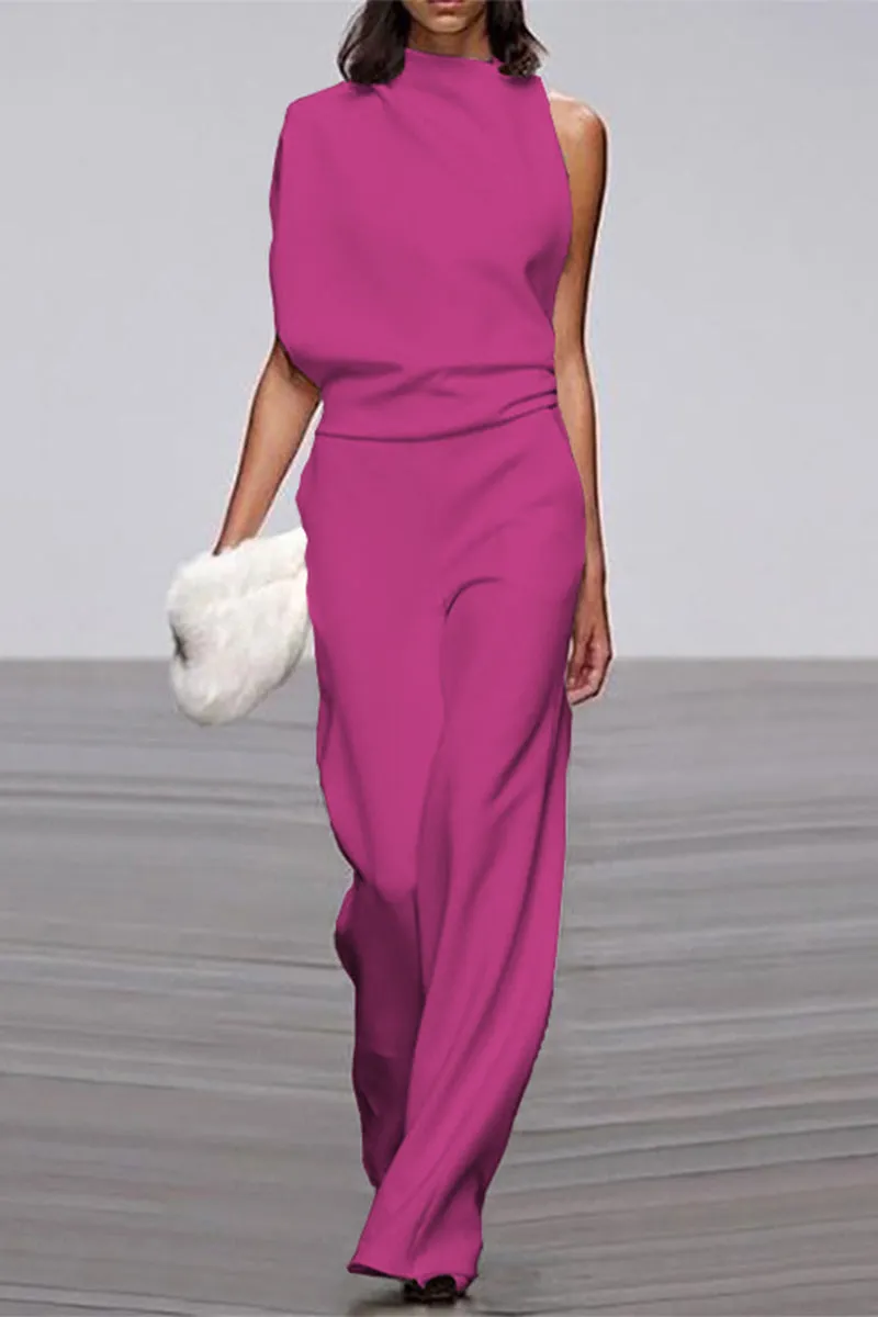 Casual Solid Patchwork Half A Turtleneck Boot Cut Jumpsuits(12 Colors)