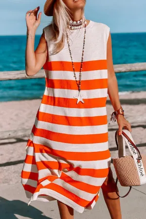 Casual Vacation Striped Patchwork O Neck A Line Dresses
