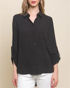 Cher Sheer Long Sleeve Button Up Blouse (Assorted Colors)