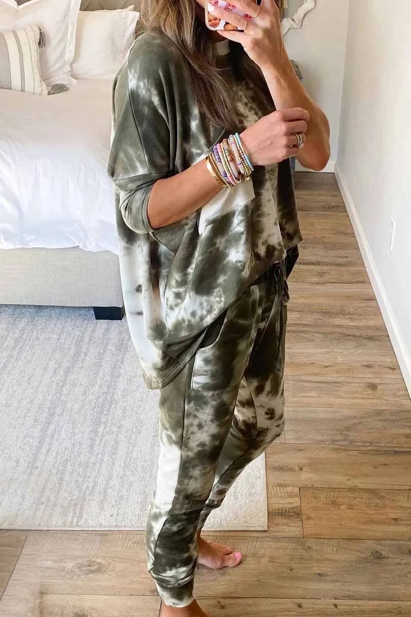 Chicindress Dark Tie Dye Comfortable Casual Set Two Pieces