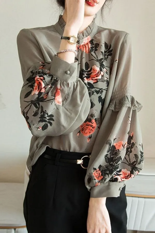 Chiffon Floral Printing Blouse