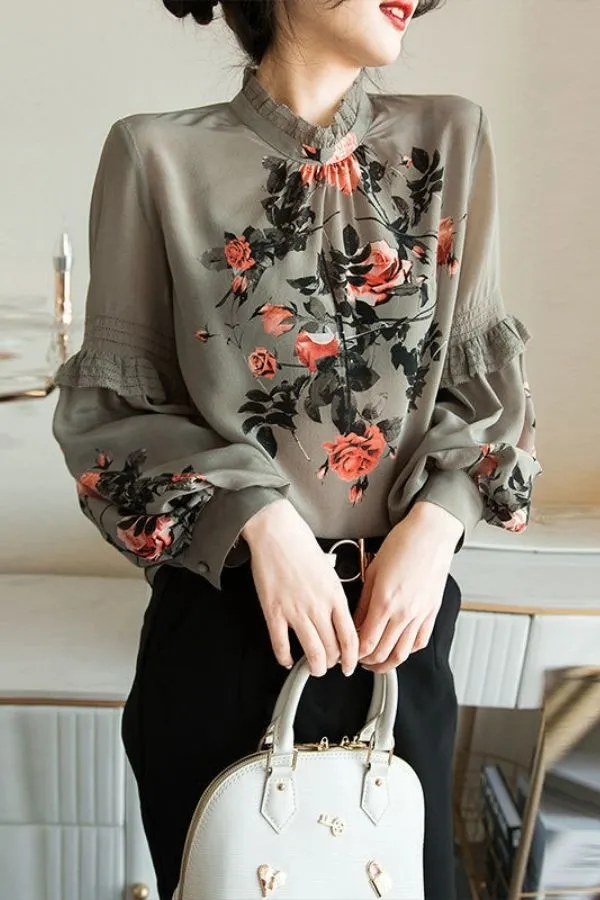 Chiffon Floral Printing Blouse