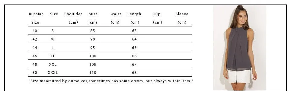 Chiffon Sleeveless Blouse Women Tops Plus Size Causal Blouses Chic Elegant Lady Shirts Tops