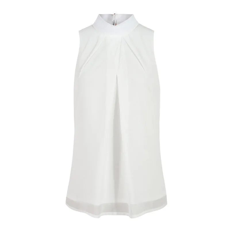 Chiffon Sleeveless Blouse Women Tops Plus Size Causal Blouses Chic Elegant Lady Shirts Tops