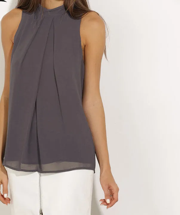 Chiffon Sleeveless Blouse Women Tops Plus Size Causal Blouses Chic Elegant Lady Shirts Tops