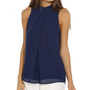 Chiffon Sleeveless Blouse Women Tops Plus Size Causal Blouses Chic Elegant Lady Shirts Tops