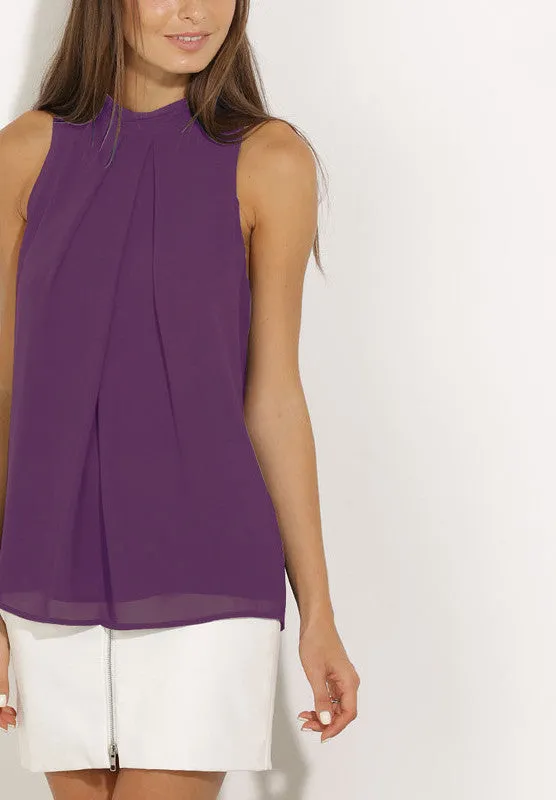 Chiffon Sleeveless Blouse Women Tops Plus Size Causal Blouses Chic Elegant Lady Shirts Tops