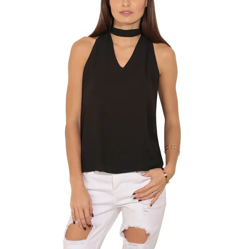 Chiffon Sleeveless Blouse Women Tops Plus Size Causal Blouses Chic Elegant Lady Shirts Tops