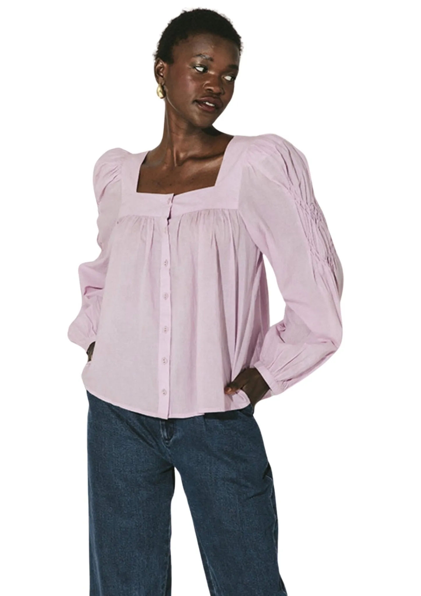 Cleobella Darla Button Front Blouse | Orchid