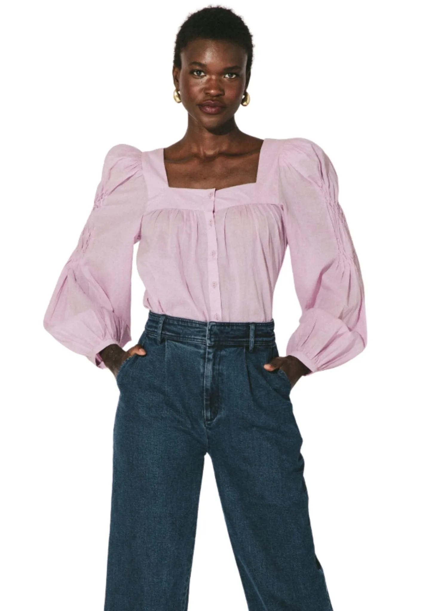 Cleobella Darla Button Front Blouse | Orchid