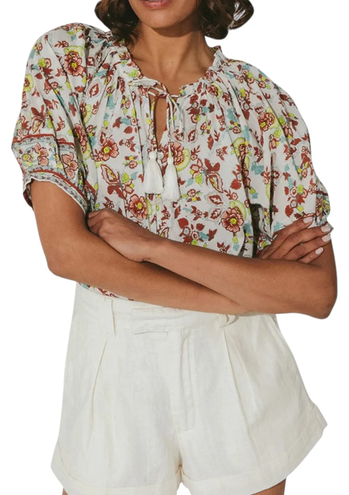 Cleobella Iris Blouse | Enya Block Print