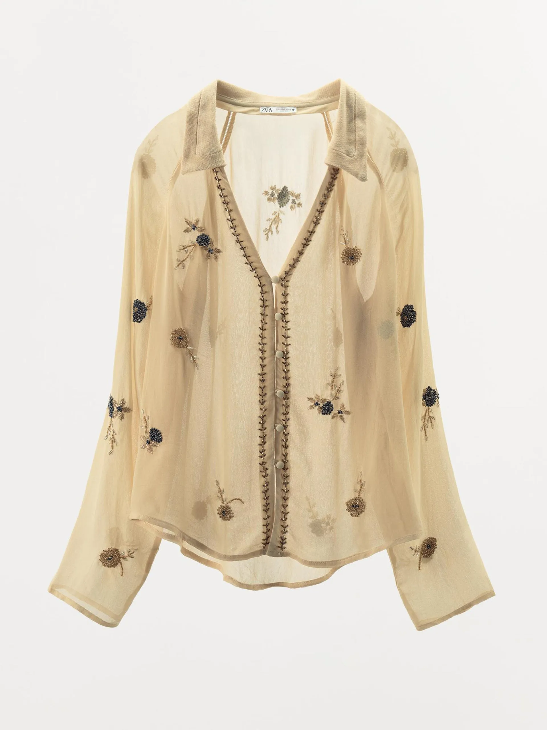 Contrasting beaded shirt