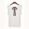CWLSP 2017 New Fashion Women Blouse Summer O-neck pullover lacing bow chiffon shirt top Chiffon Blusas camisetas mujer