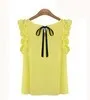 CWLSP 2017 New Fashion Women Blouse Summer O-neck pullover lacing bow chiffon shirt top Chiffon Blusas camisetas mujer