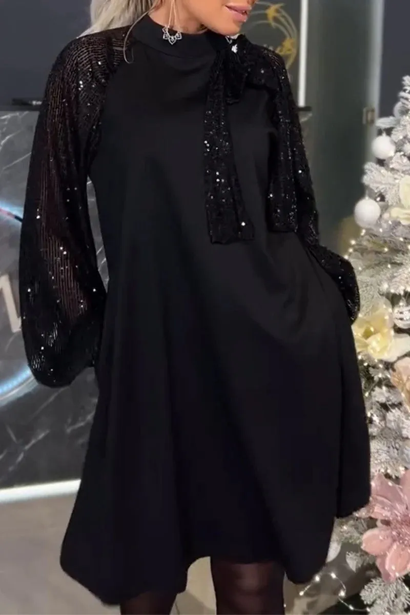 Elegant Sequins Sequined Half A Turtleneck A Line Dresses(5 Colors)