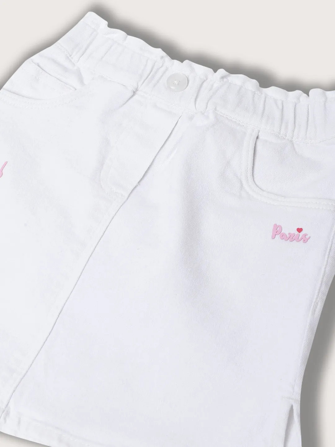 Elle Kids Girls White Solid A Line Skirt