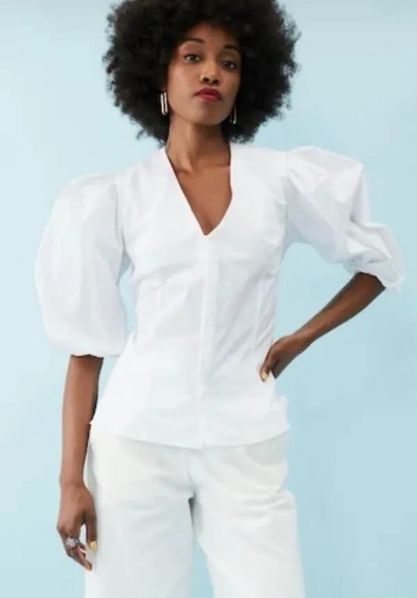 Ethel Poplin Blouse | White