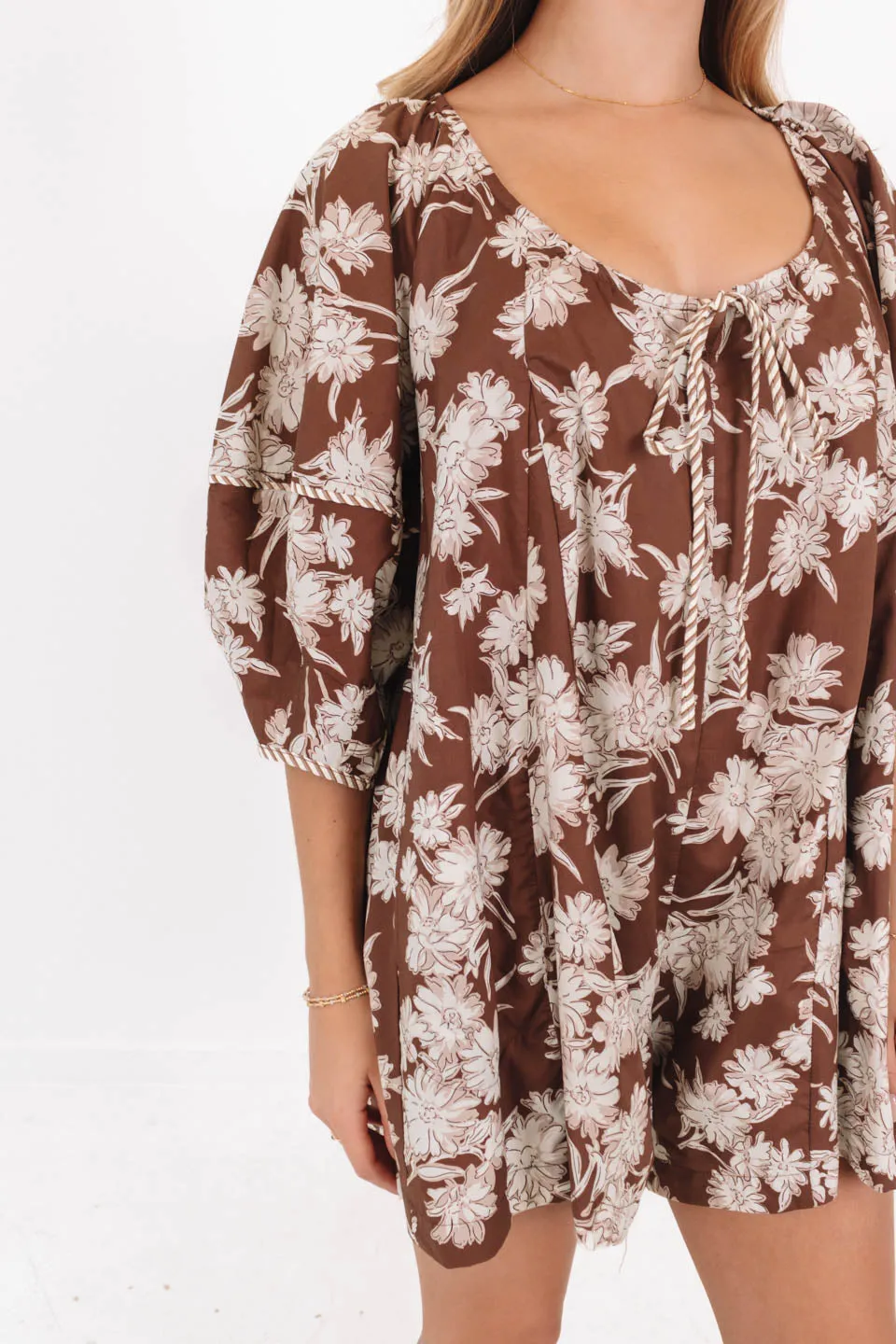 Falling Fast Romper - Brown