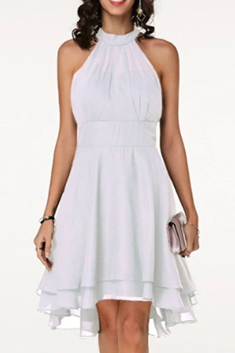 Fashion Street Solid Halter A Line Dresses(7 Colors)