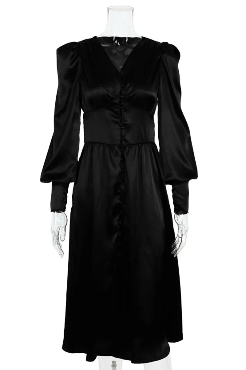 Fashion Street Solid Patchwork V Neck A Line Dresses(6 Colors)
