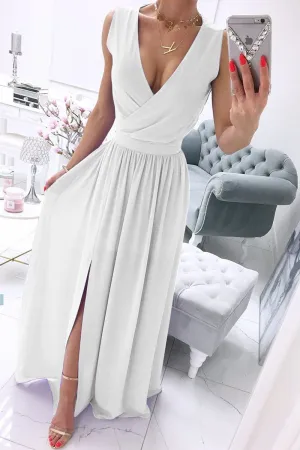Fashion Street Solid V Neck A Line Dresses(5 Colors)