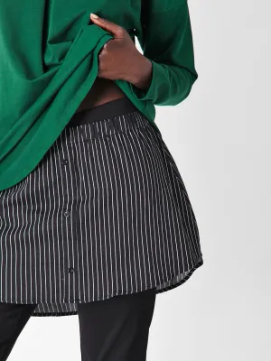 FAUX SHIRT TAIL SKIRT STRIPE - BLACKWHITE -29922