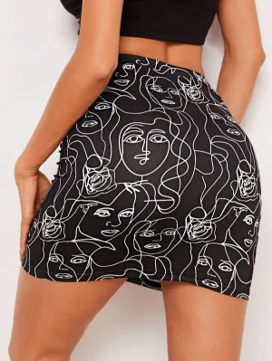 Figure Graphic Bodycon Skirt