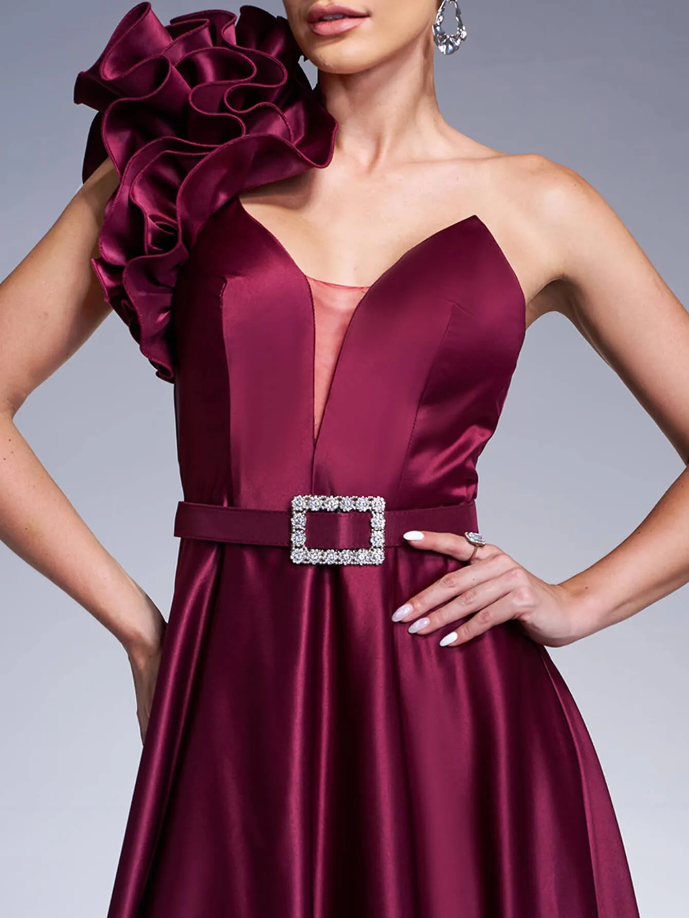 Floral One Shoulder A-line Prom Dress RJ12022