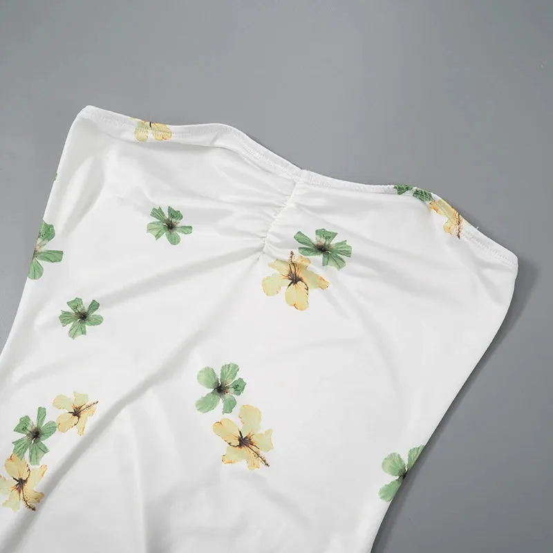 Floral Strapless Bodycon Summer Dress