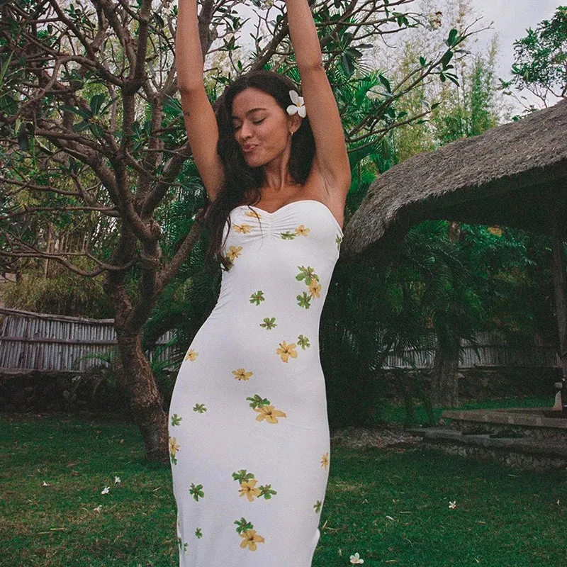 Floral Strapless Bodycon Summer Dress