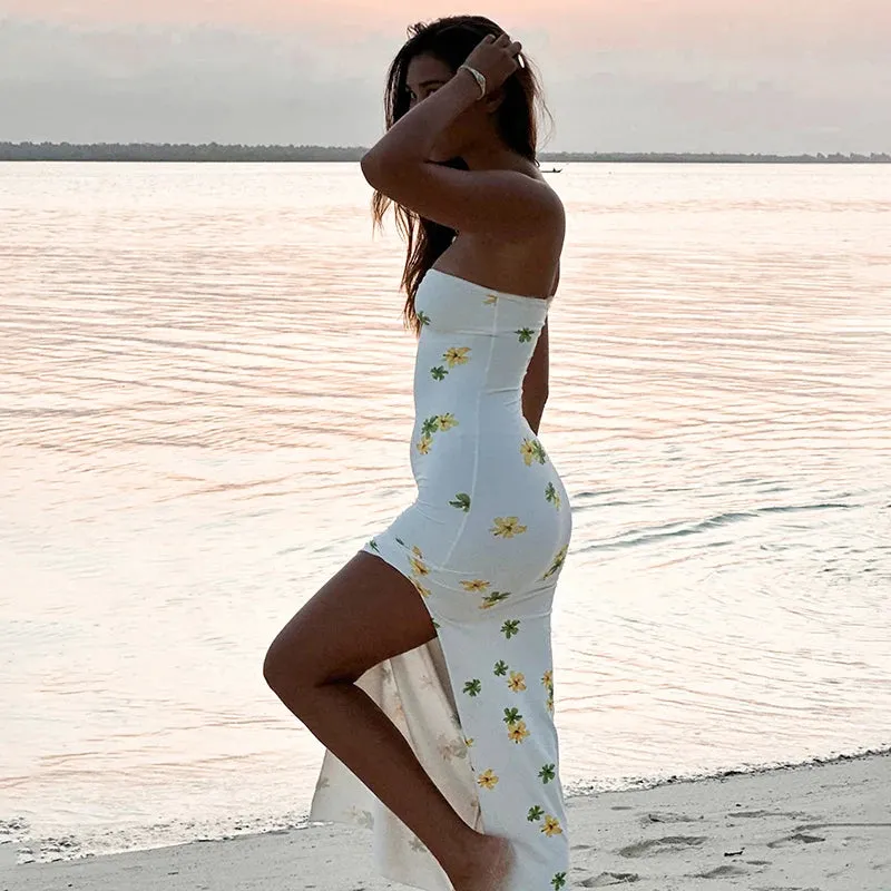 Floral Strapless Bodycon Summer Dress