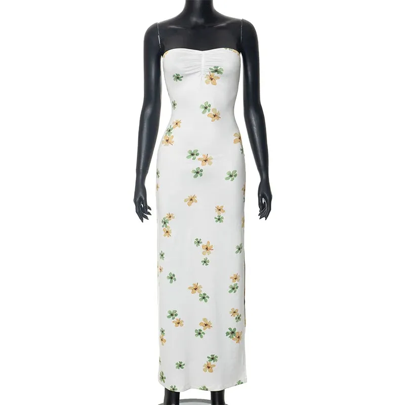 Floral Strapless Bodycon Summer Dress