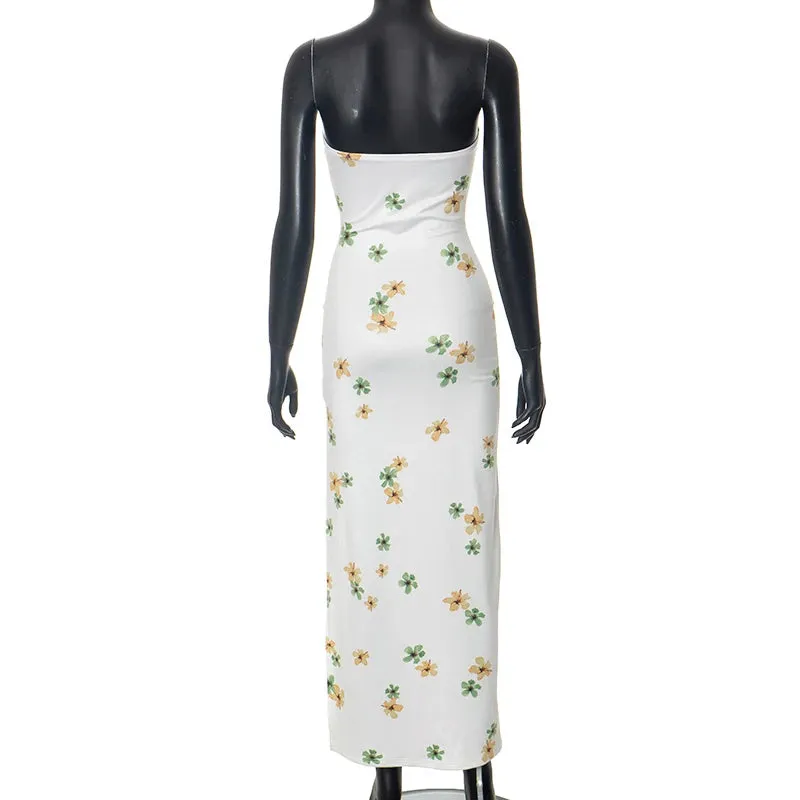 Floral Strapless Bodycon Summer Dress