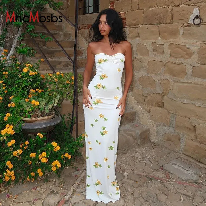 Floral Strapless Bodycon Summer Dress
