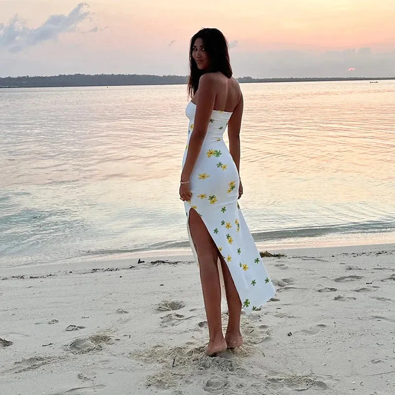 Floral Strapless Bodycon Summer Dress