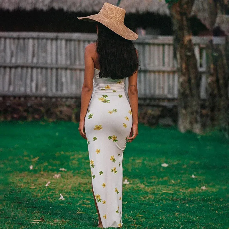 Floral Strapless Bodycon Summer Dress