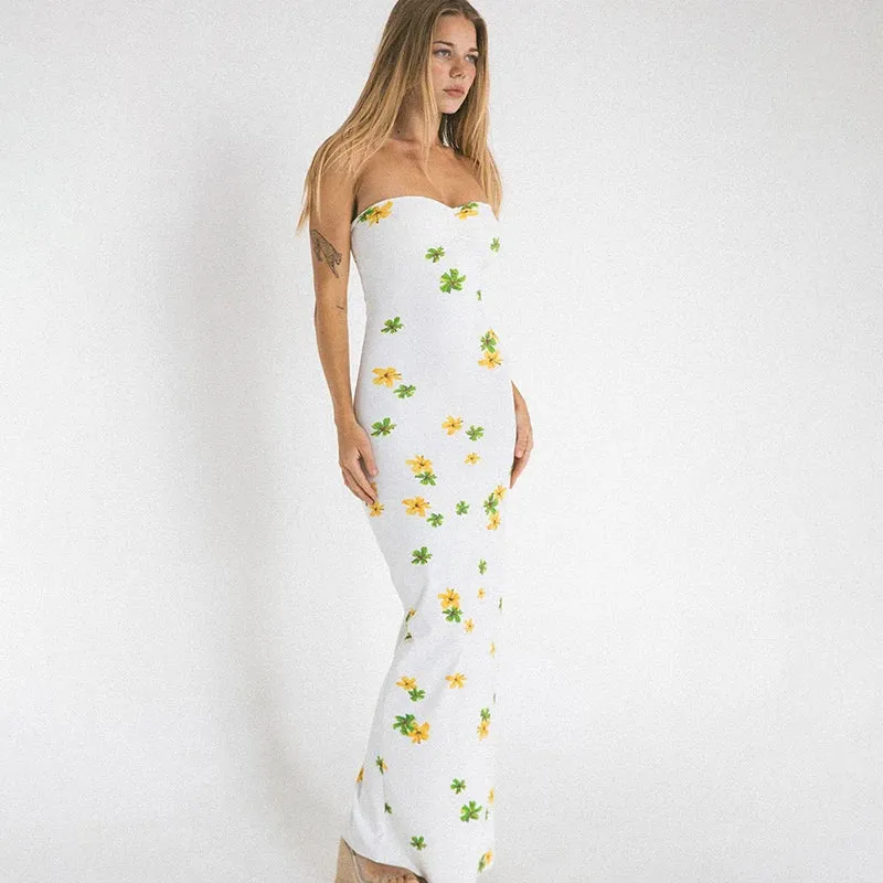Floral Strapless Bodycon Summer Dress
