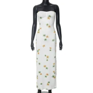 Floral Strapless Bodycon Summer Dress