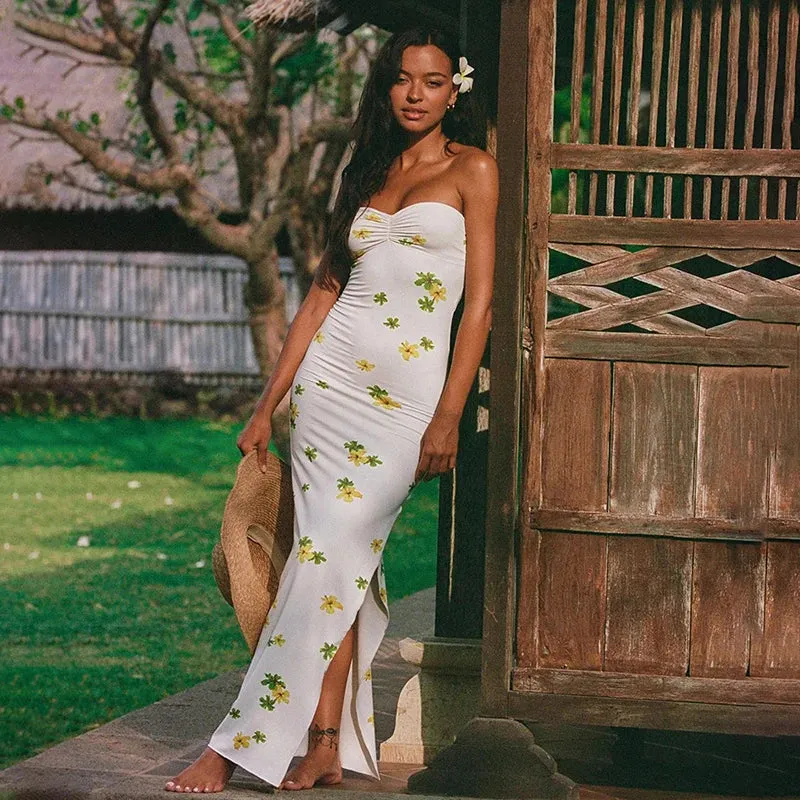 Floral Strapless Bodycon Summer Dress