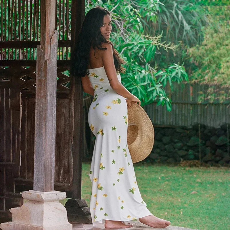 Floral Strapless Bodycon Summer Dress