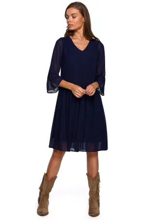 Fluid Frill A-Line Chiffon Dress