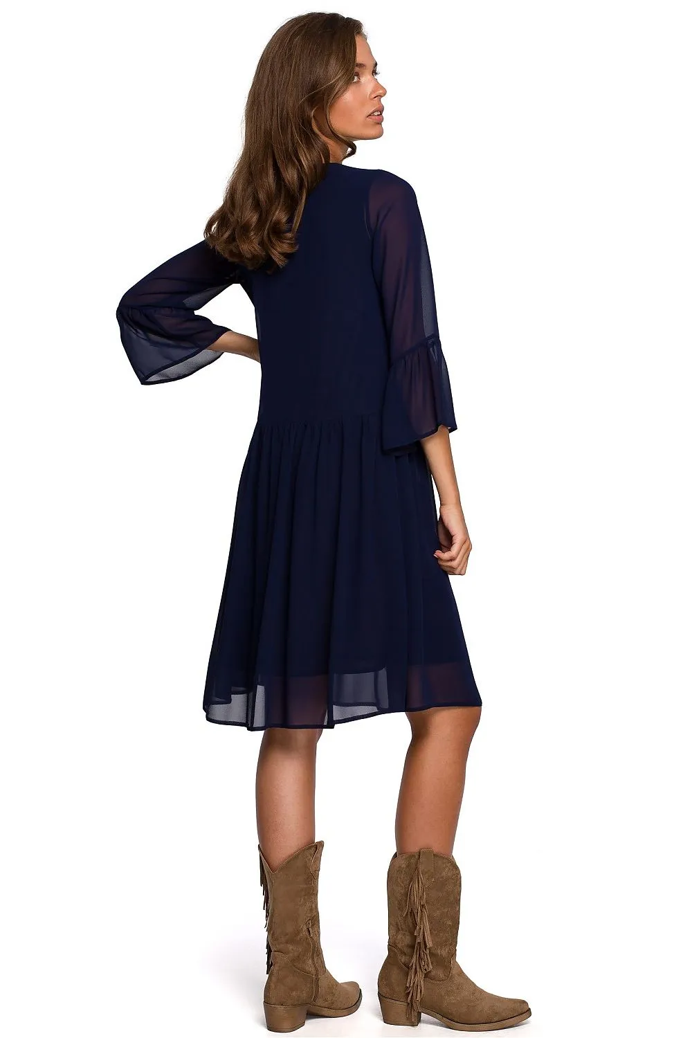 Fluid Frill A-Line Chiffon Dress