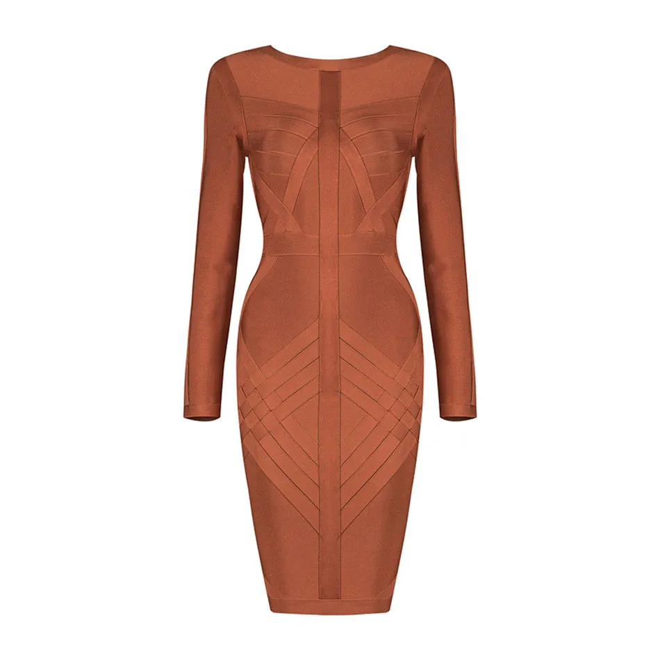 Full Sleeves O Neck Above Knee Mini Back Zipper Bodycon