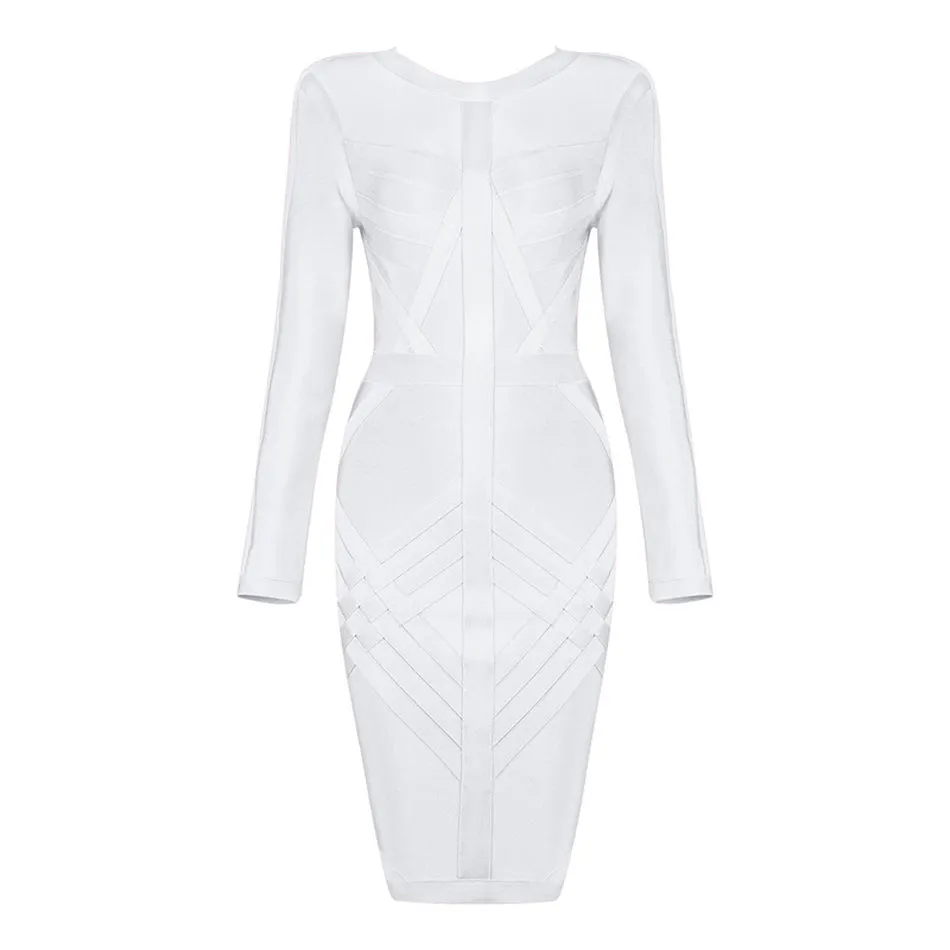 Full Sleeves O Neck Above Knee Mini Back Zipper Bodycon