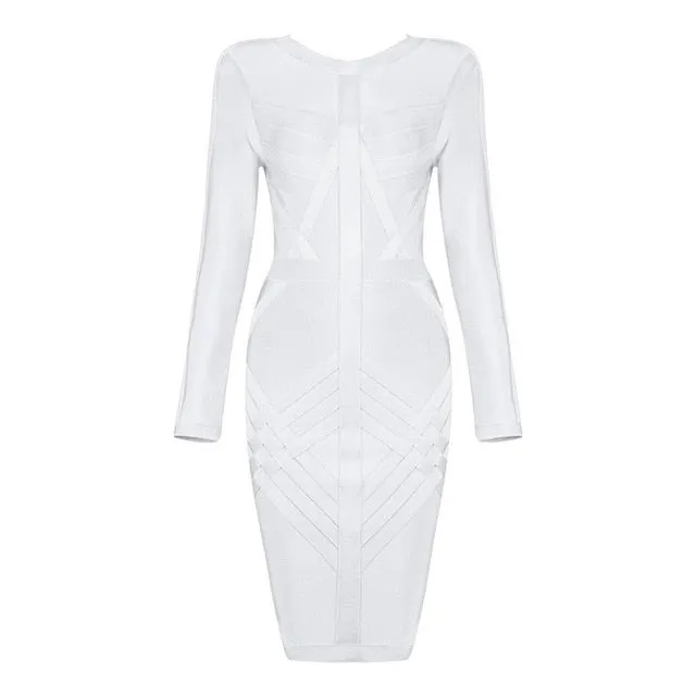 Full Sleeves O Neck Above Knee Mini Back Zipper Bodycon